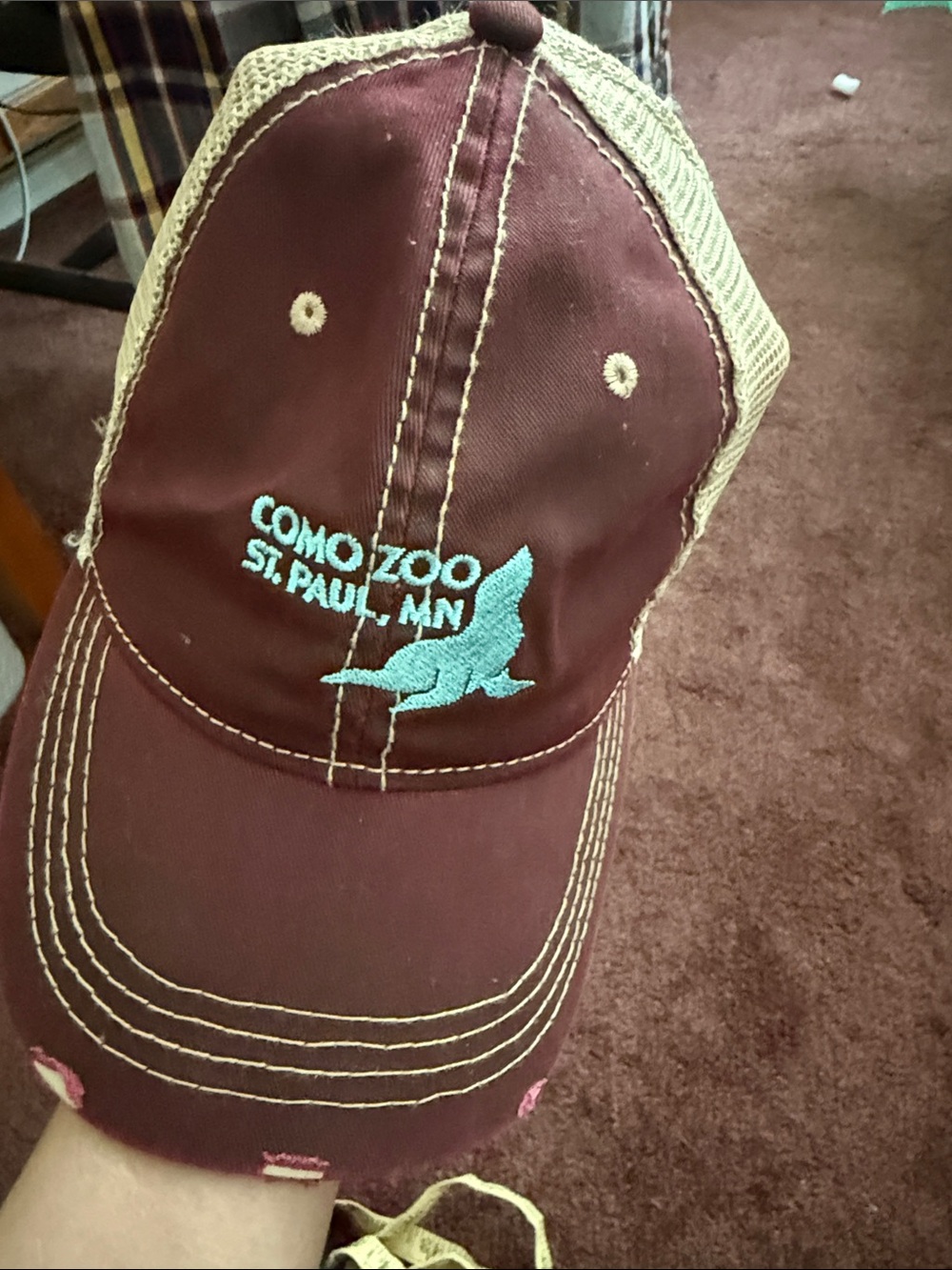 Como Zoo St. Paul MN Maroon & Tan Trucker Hat
